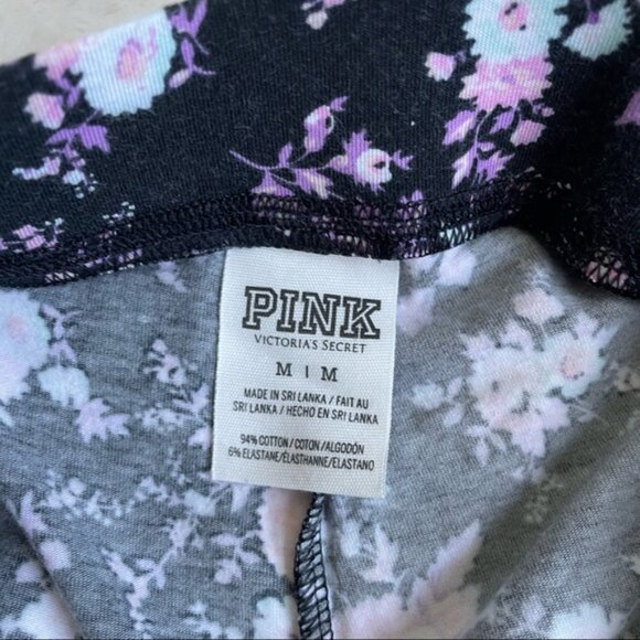 Victoria’s Secret PINK | Black Floral Print Leggings | Size Medium - Picture 7 of 12